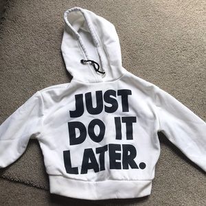 White and black cropped hoodie